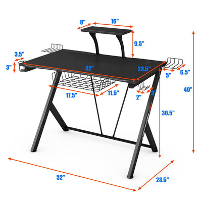 Multifunctional K-Shaped Gamer Desk with Display Support Plate