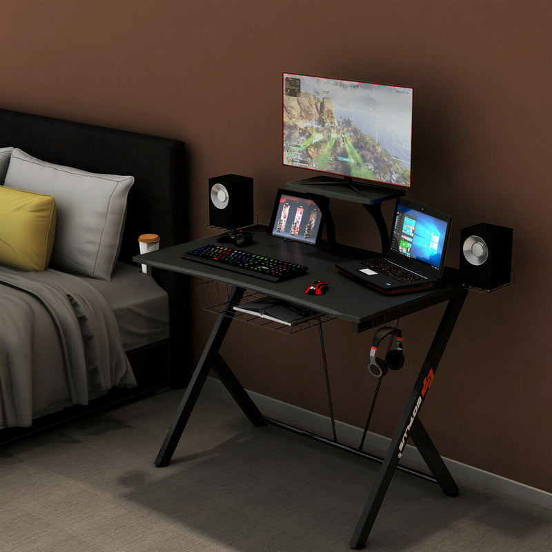 Multifunctional K-Shaped Gamer Desk with Display Support Plate