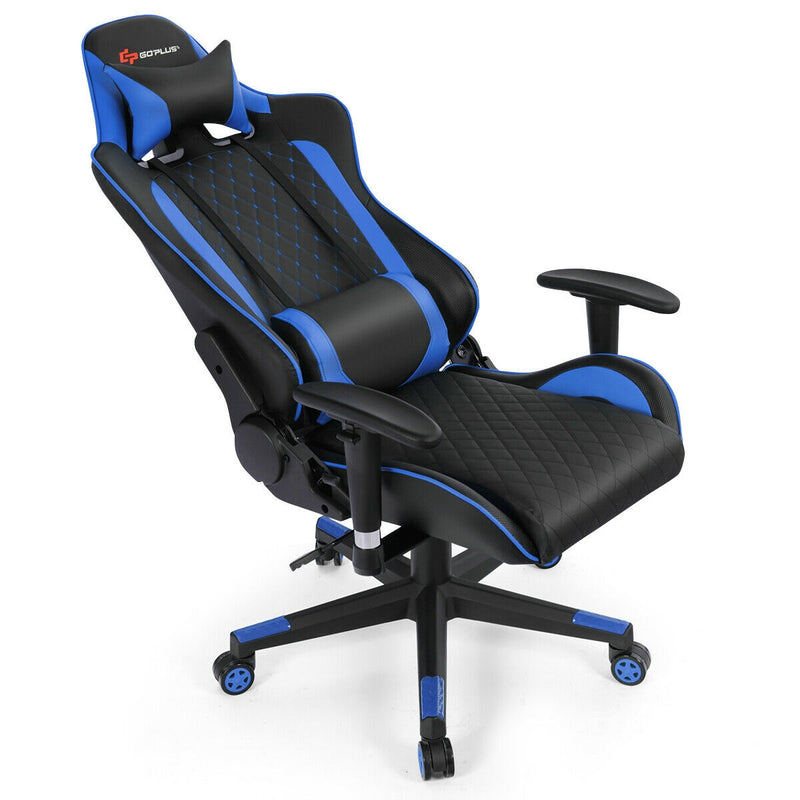 Leather USB Massage Gaming Chair with Lumbar Support and Headrest