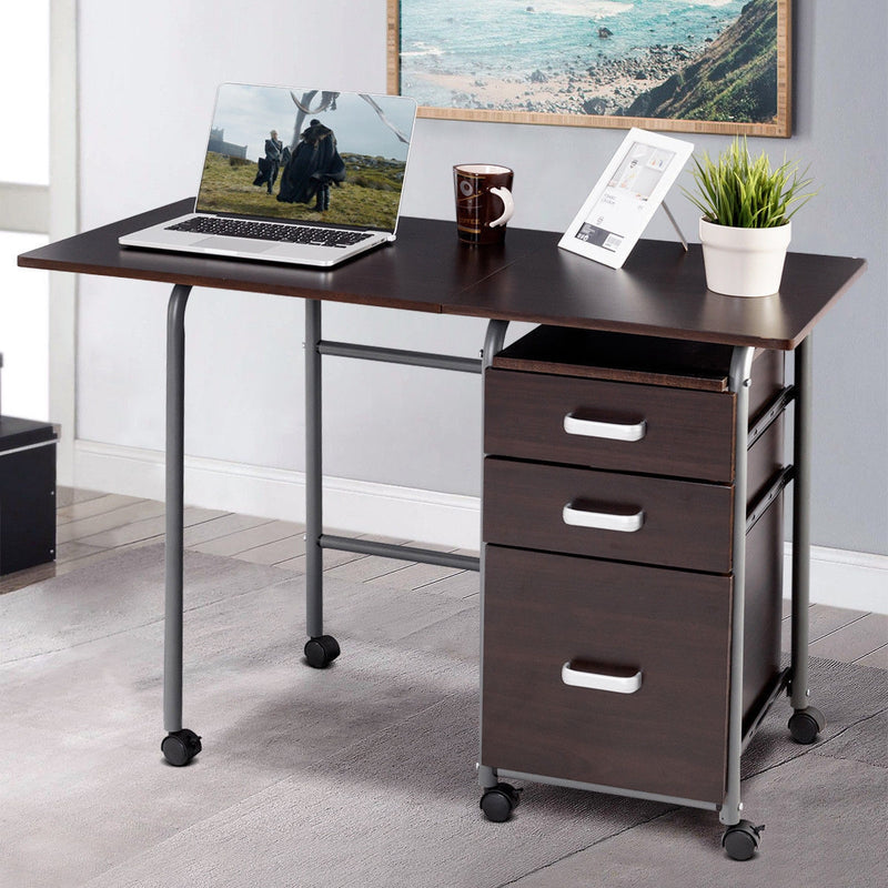 Folding Computer Laptop Desk Wheeled Home Office