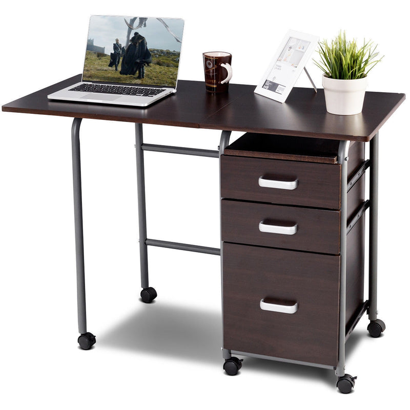 Folding Computer Laptop Desk Wheeled Home Office