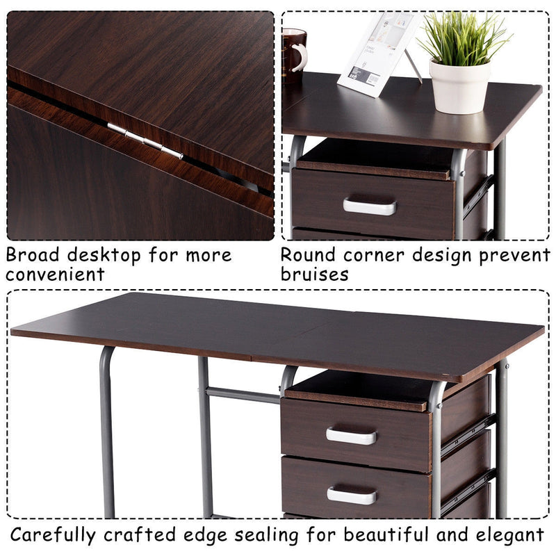 Folding Computer Laptop Desk Wheeled Home Office