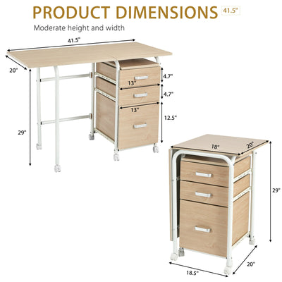 Folding Computer Laptop Desk Wheeled Home Office