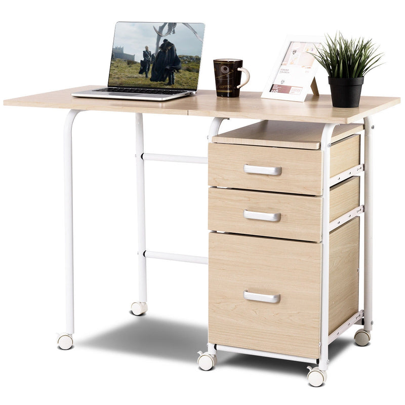 Folding Computer Laptop Desk Wheeled Home Office