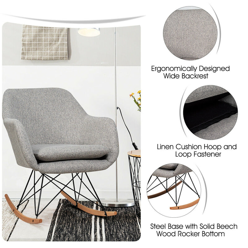 Accent Upholstered Fabric Rocking Armchair