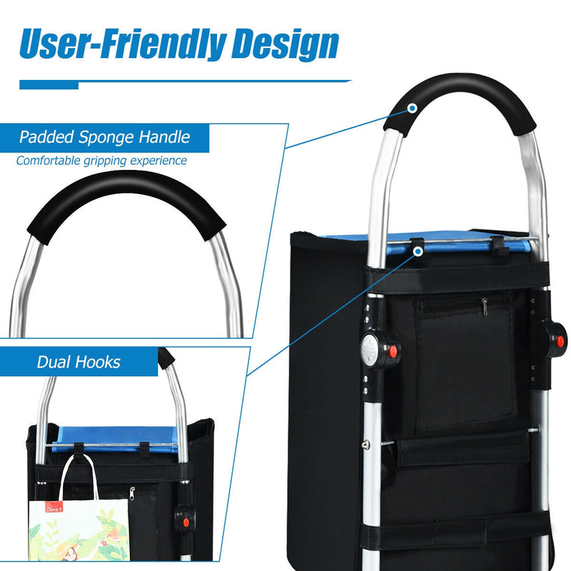 Folding Utility Shopping Trolley Cart with Removable Bag