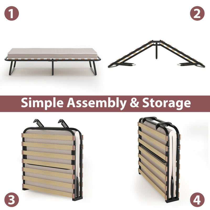 Folding Bed with Memory Foam Mattress Metal Guest Sleeper