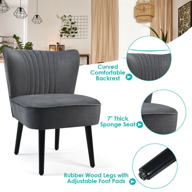 Set of 2 Armless Upholstered Leisure Accent Chair