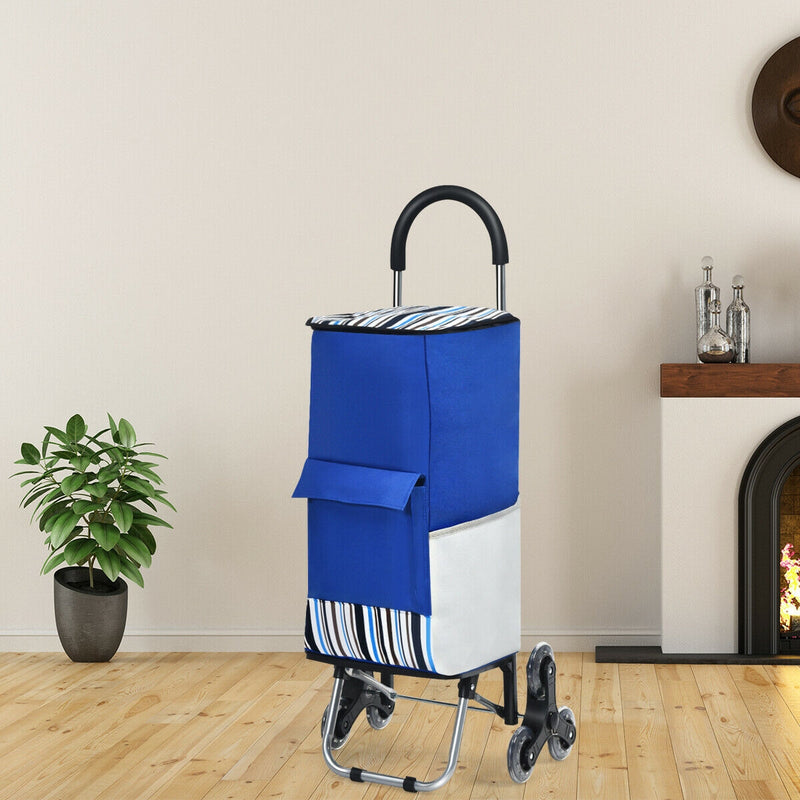 Folding Shopping Cart with Tri-Wheels and Bungee Cord and Detachable Bag