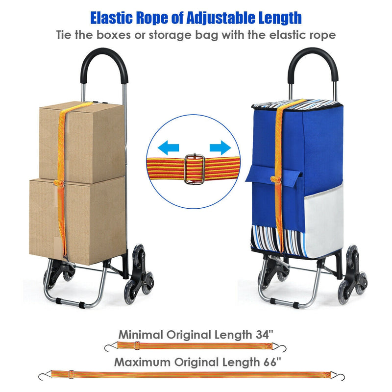 Folding Shopping Cart with Tri-Wheels and Bungee Cord and Detachable Bag