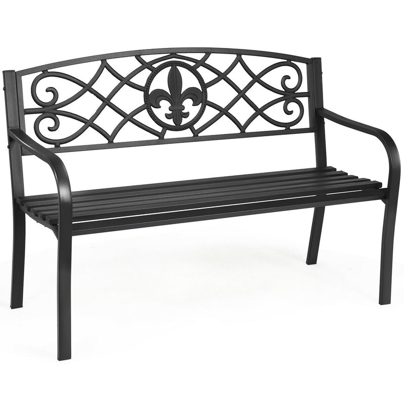 Patio Park Yard Outdoor Furniture Steel Bench