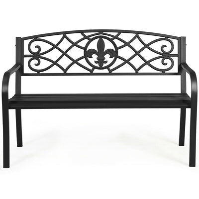 Patio Park Yard Outdoor Furniture Steel Bench