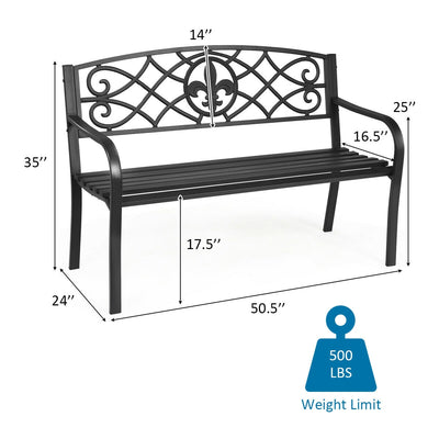 Patio Park Yard Outdoor Furniture Steel Bench