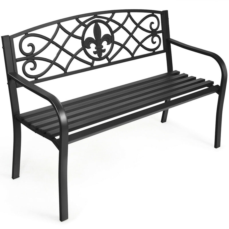 Patio Park Yard Outdoor Furniture Steel Bench