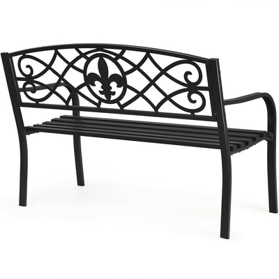 Patio Park Yard Outdoor Furniture Steel Bench