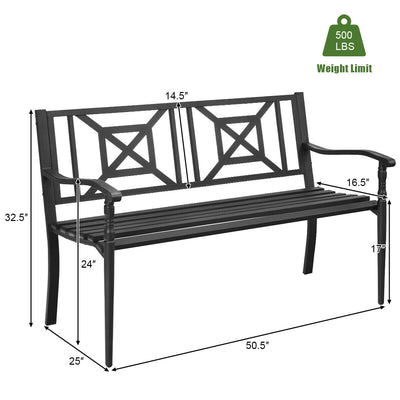 Patio Garden Bench with Powder Coated Steel Frame