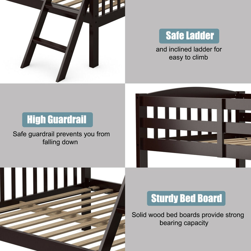 Convertible Rubber Wood Bunk Beds with Ladder