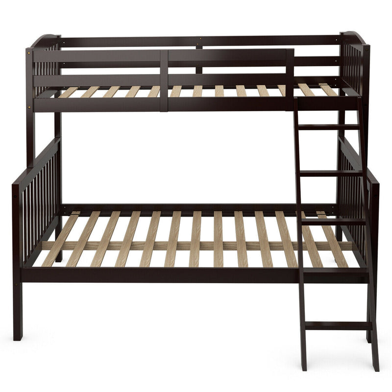 Convertible Rubber Wood Bunk Beds with Ladder