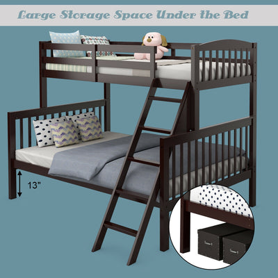 Convertible Rubber Wood Bunk Beds with Ladder