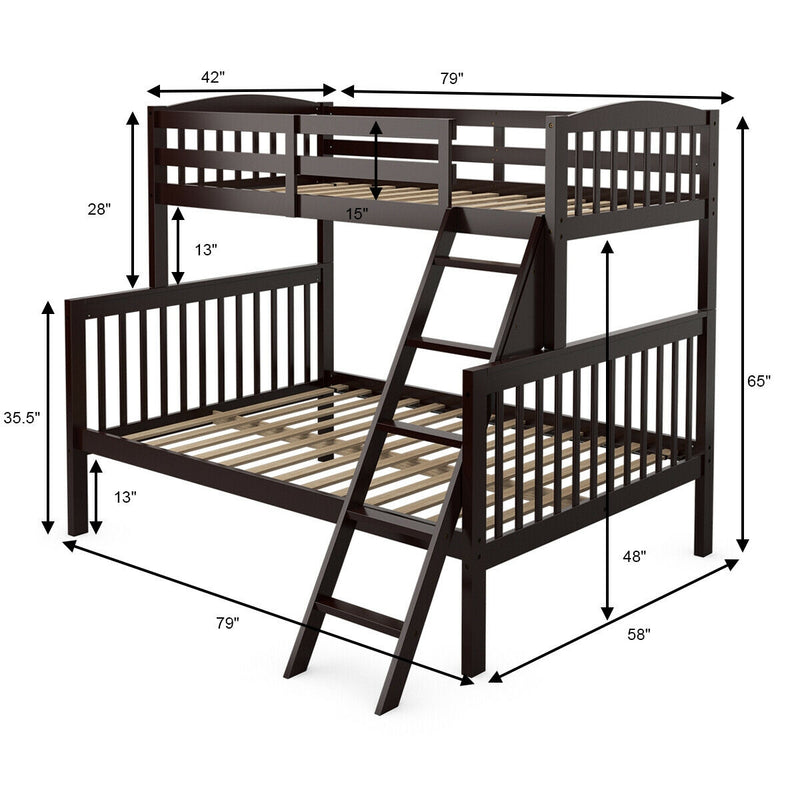 Convertible Rubber Wood Bunk Beds with Ladder