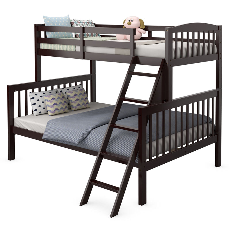 Convertible Rubber Wood Bunk Beds with Ladder