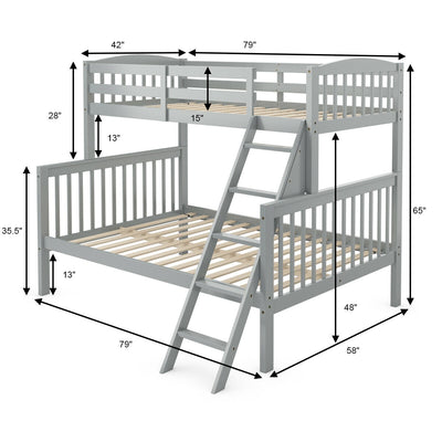 Convertible Rubber Wood Bunk Beds with Ladder