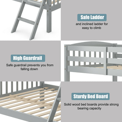 Convertible Rubber Wood Bunk Beds with Ladder