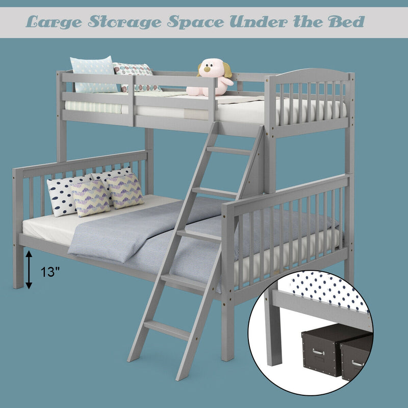 Convertible Rubber Wood Bunk Beds with Ladder