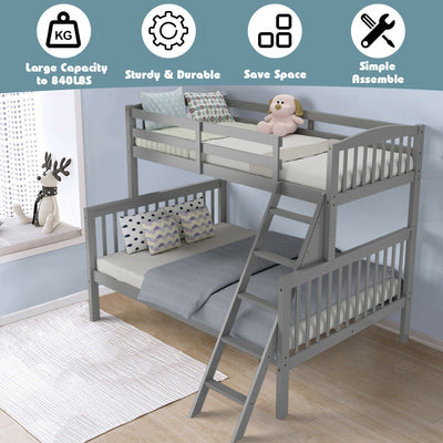 Convertible Rubber Wood Bunk Beds with Ladder