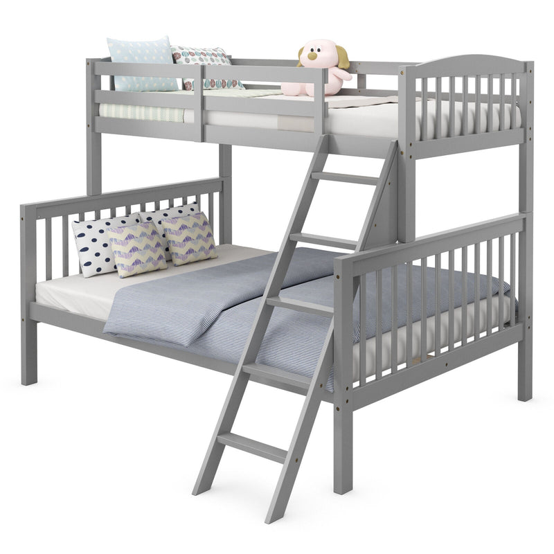 Convertible Rubber Wood Bunk Beds with Ladder