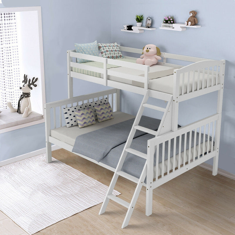 Convertible Rubber Wood Bunk Beds with Ladder