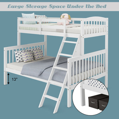 Convertible Rubber Wood Bunk Beds with Ladder