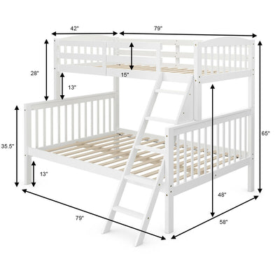 Convertible Rubber Wood Bunk Beds with Ladder