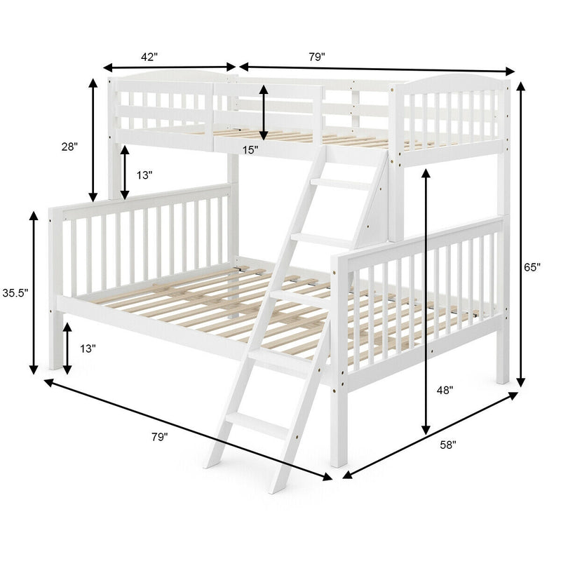 Convertible Rubber Wood Bunk Beds with Ladder