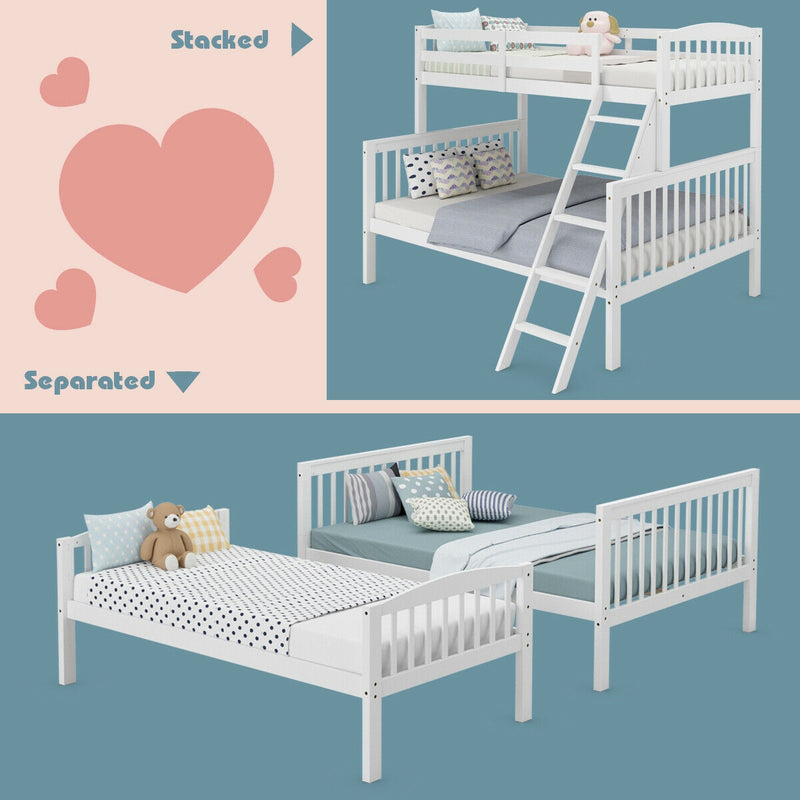 Convertible Rubber Wood Bunk Beds with Ladder