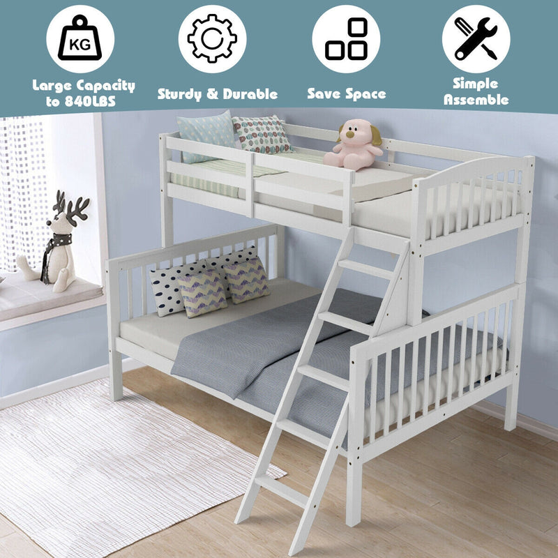 Convertible Rubber Wood Bunk Beds with Ladder