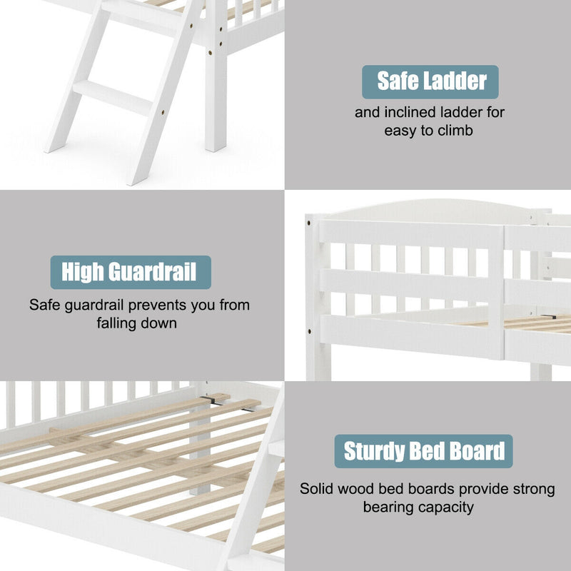 Convertible Rubber Wood Bunk Beds with Ladder