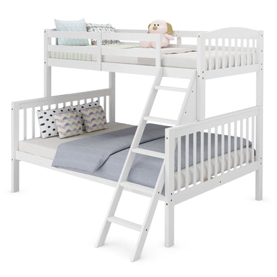 Convertible Rubber Wood Bunk Beds with Ladder