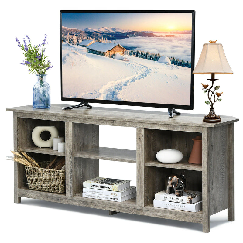 2-Tier Entertainment Center TV Stand with 6 Compartments