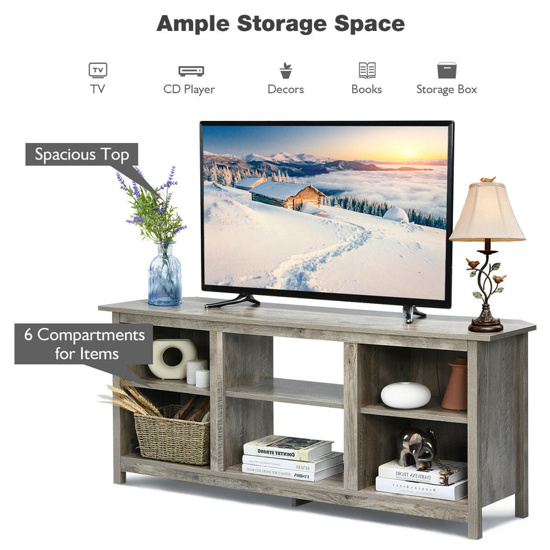 2-Tier Entertainment Center TV Stand with 6 Compartments