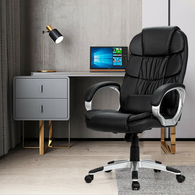 Ergonomic Swivel Office Task Chair with Lumbar Support and High Back