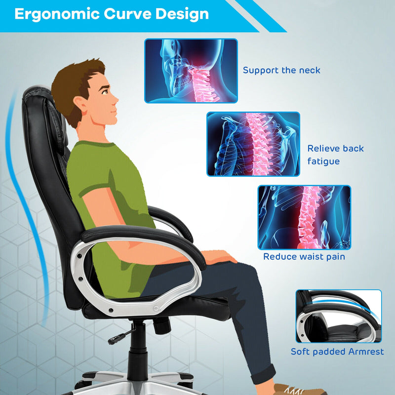 Ergonomic Swivel Office Task Chair with Lumbar Support and High Back