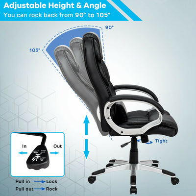 Ergonomic Swivel Office Task Chair with Lumbar Support and High Back