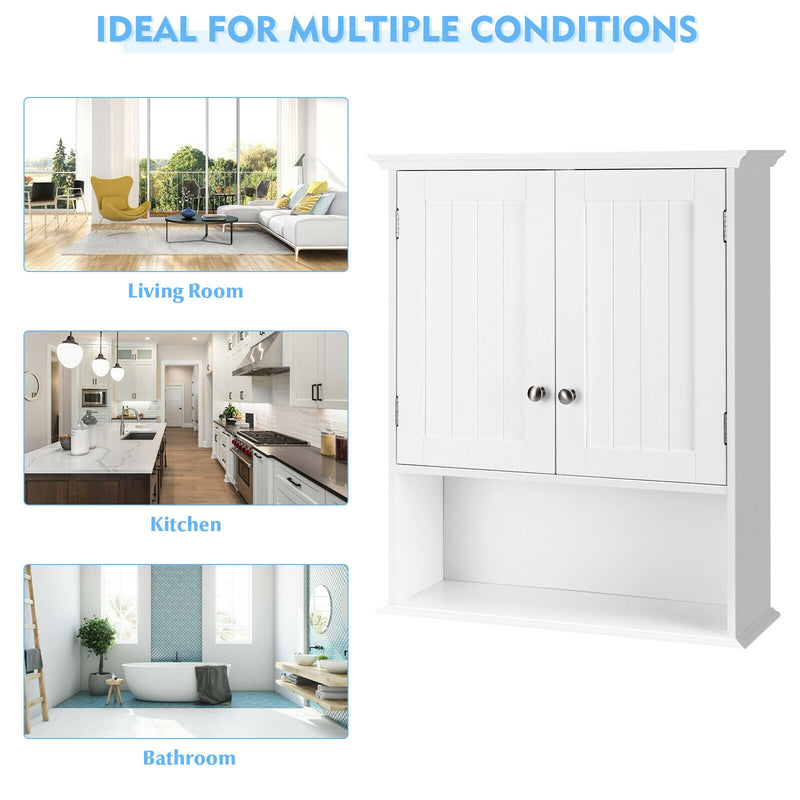 Wall Mount Bathroom Cabinet Storage Organizer with Doors and Shelves