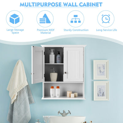 Wall Mount Bathroom Cabinet Storage Organizer with Doors and Shelves