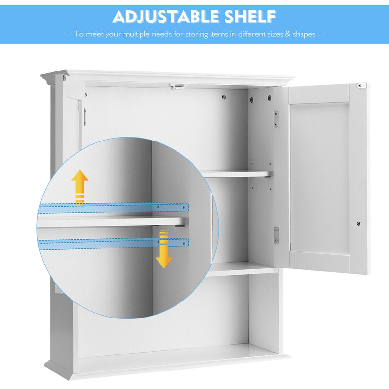 Wall Mount Bathroom Cabinet Storage Organizer with Doors and Shelves