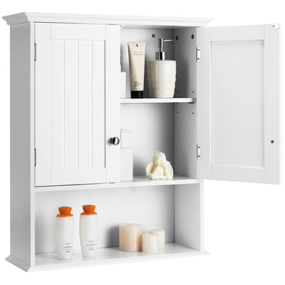 Wall Mount Bathroom Cabinet Storage Organizer with Doors and Shelves