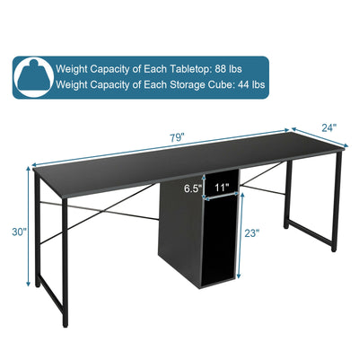 79" Multifunctional Office Desk for 2 Person with Storage