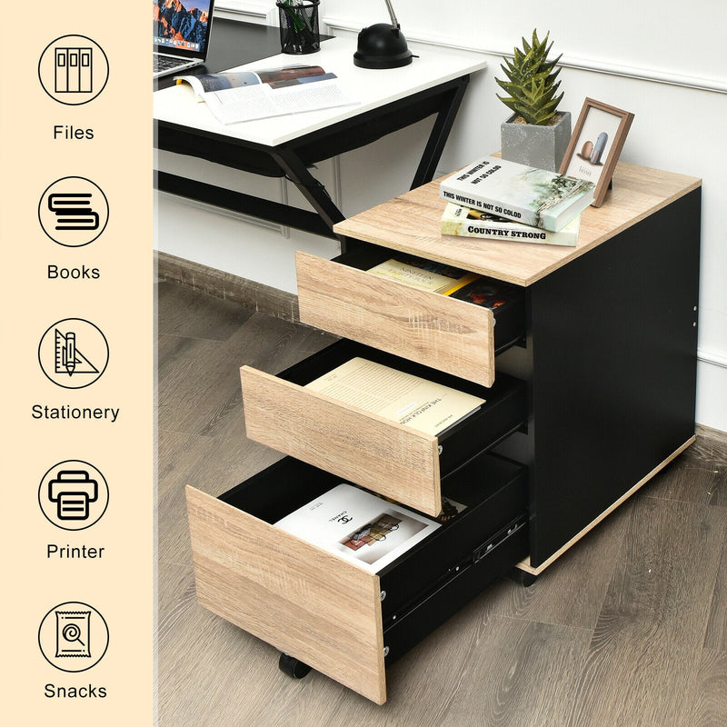 3-Drawer Vertical Removable Filing Cabinet and Nightstand