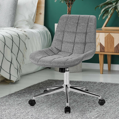 Fabric Adjustable Mid-Back Armless Office Swivel Chair